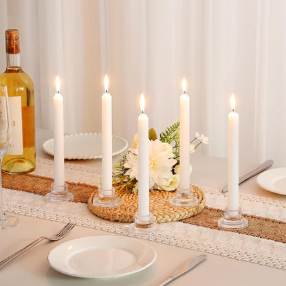ZQXJWF Clear Glass Taper Candle Holders Set, Round Base Design, Elegant Dining Table Decor, for Table Centerpiece Wedding Party Advent Christmas Home Decorations (6, Clear)