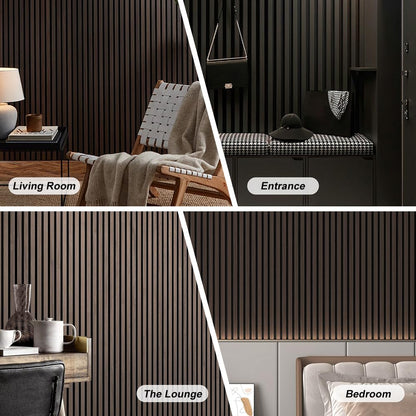 NovaGrid Board 4PCS Acoustic Wood Slat Wall Panels for Wall Decor and Ceiling 3D Fluted Sound Absorbing Panel Soundproof with Wood Finish 108"×6" (Maple Light)