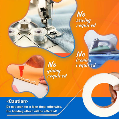 YONGJIN Double-Sided Fabric Tape (2 Rolls) - No Sewing or Ironing Required, Perfect for Quick Clothing Repairs, Fabric Bonding, Adhesive Cloth Tape for Hemming and DIY Crafts (3/5inch+1inch)