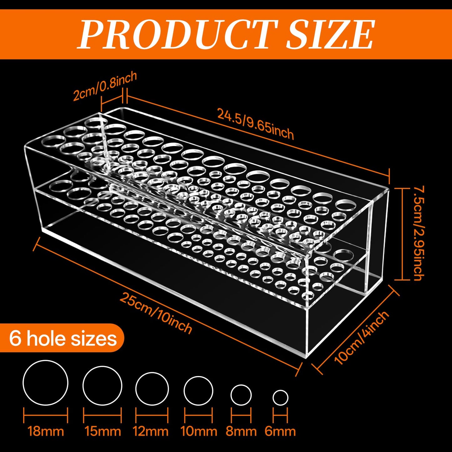 HESHUYU Acrylic Paint Brush Holder 77 Holes and Multi-functional Compartment Paintbrush Organizer Artist Brush Holder Paint Brush Stand Rack for Pens Pencils
