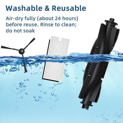 SmartClean V2 Replacement Parts Kit, Compatible with Ionvac SmartClean V2 Robovac Robot Vacuum Accessories, 2 Main Roller Brush, 6 Side Brush, 6 Hepa Filter