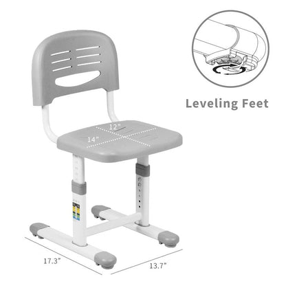 VIVO Height Adjustable Kids' Desk Chair, Chair Only, Multifunctional Interactive Workstation for School Study or Play, Children's Ergonomic Seat with Back, Gray, DESK-V201G-CH