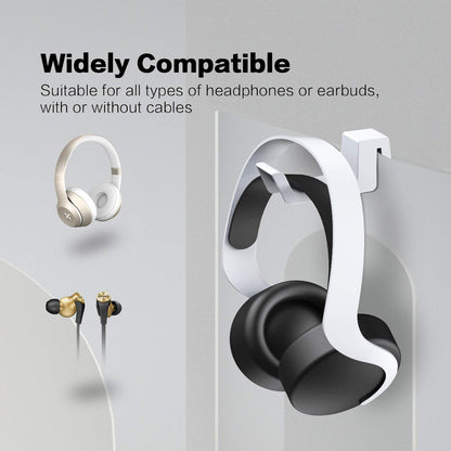 NexiGo PS5 Headphone Holder, [Minimalist Design] Mini Headphone Hanger with Supporting Bar, for Sony PlayStation 5 Gaming Headset, White
