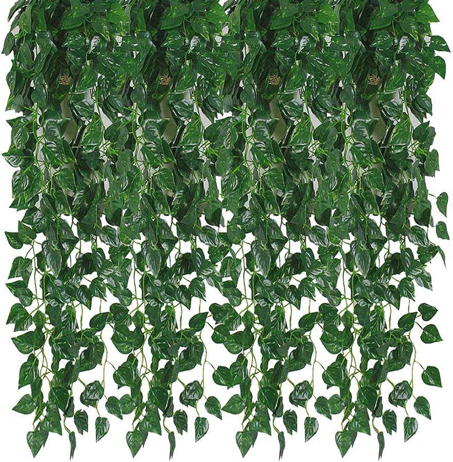 Kalolary 84 Feet Scindapsus Artificial Ivy Garland, 12 Strands Green Leaves Vine for Wedding Arch, Party Decoration