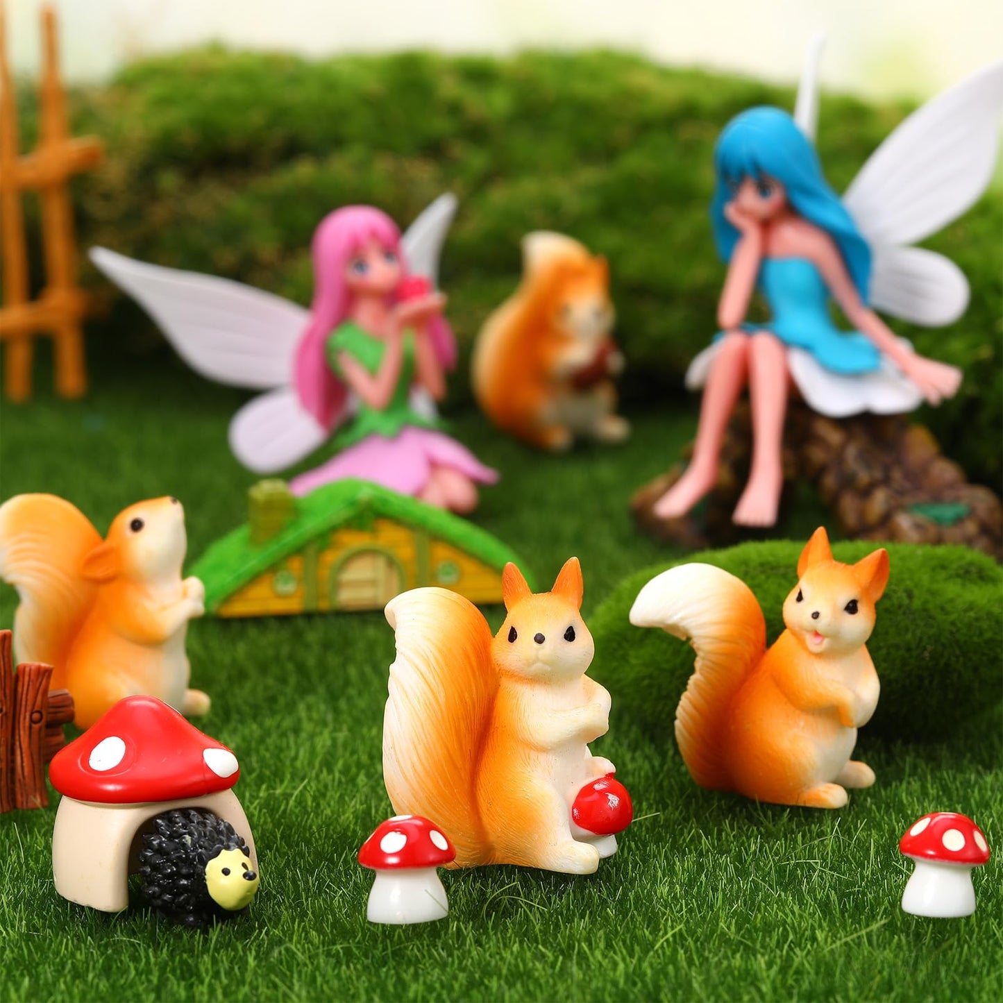 GGSTDDUP 32 Pcs Fairy Garden Accessories, Mini Fairy Figures Animal Plant Furniture Scene Accessories, Miniature Garden Ornaments for DIY Craft Landscape Bonsai Glass Container Dollhouse Decor