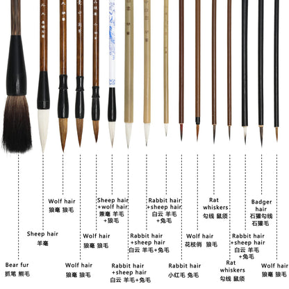 Whaline 18Pcs Chinese Calligraphy Brushes Set with Writing Paper Roll-up Brush Holder Shanlian Hubi Writing Brush Kanji Japanese Sumi Drawing Brushes for Watercolor Art Ceramic Ink Painting