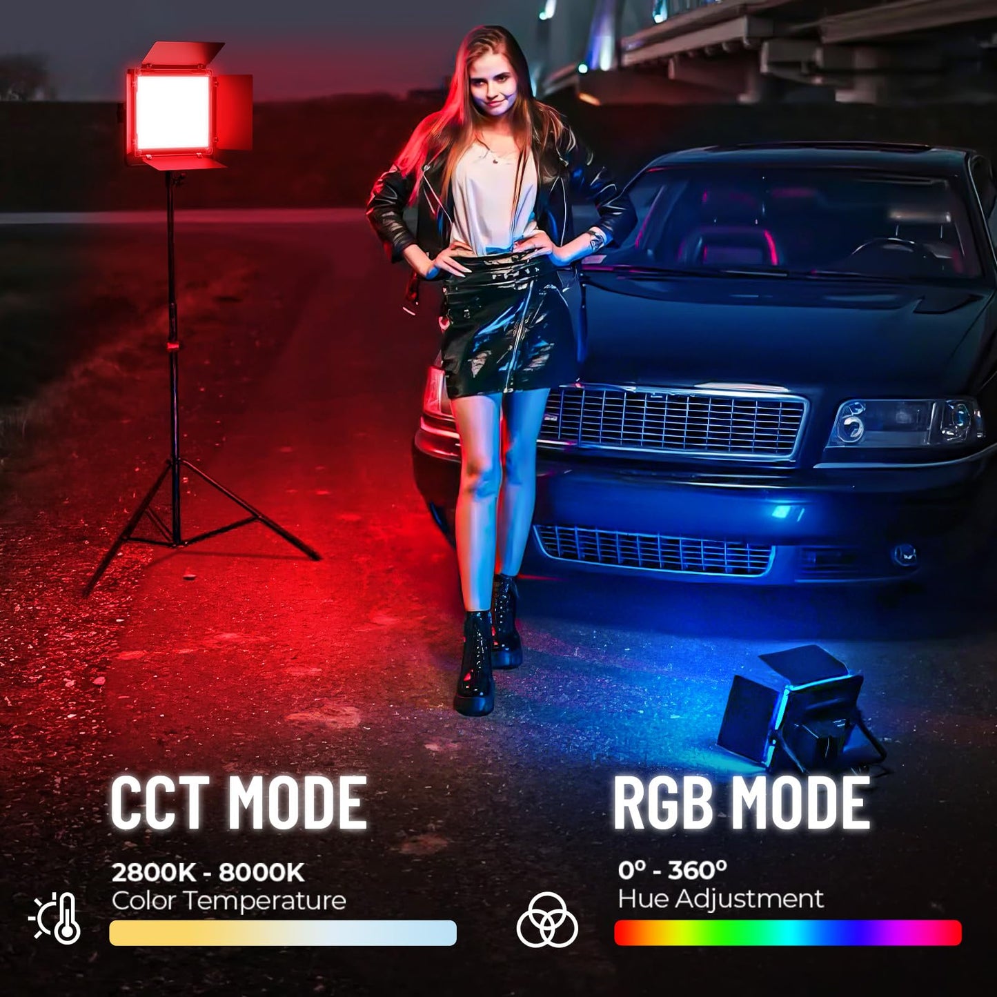 Mettlelite SPL210C Light Kit 2 Packs, RGB LED Video Light with APP Control, 360° Full Color RGB, 2800K-8000K, CRI/TLCI 97+, 10 Scenes, Photography Studio Light Kit with Light Stand for Photo and Video