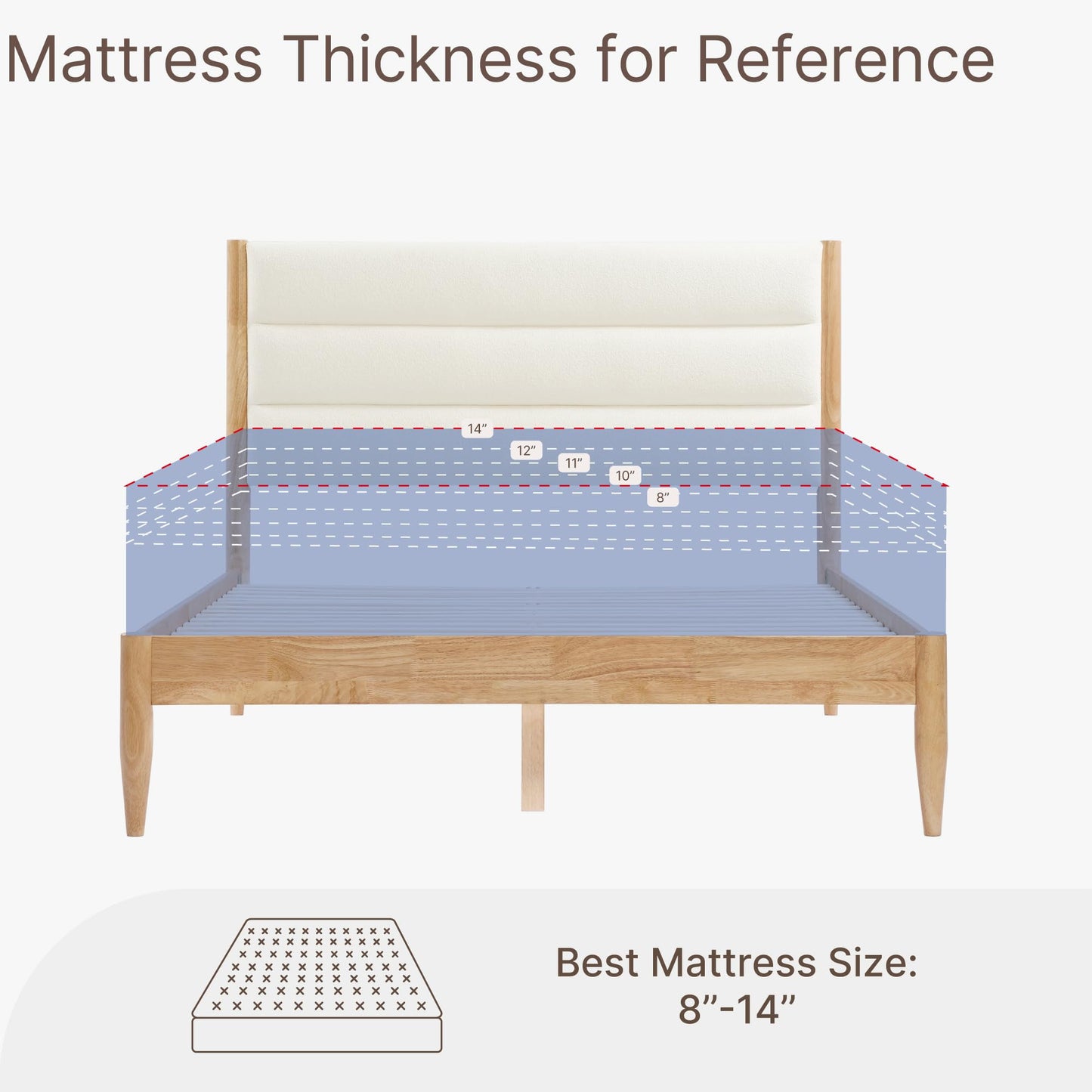 KISLOT Wood Bed Frame with Headboard Upholstered Platform Mattress Foundation,Strong Wooden Slat Support,No Box Spring Needed