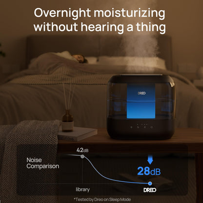 Dreo Humidifiers for Bedroom, 4L Top Fill for Large Room, 36H Runtime, 28 dB Quiet Supersized Cool Mist Air Humidifier for Baby Nursery, Plants, Indoor, Night Light, Easy to Clean & Fill