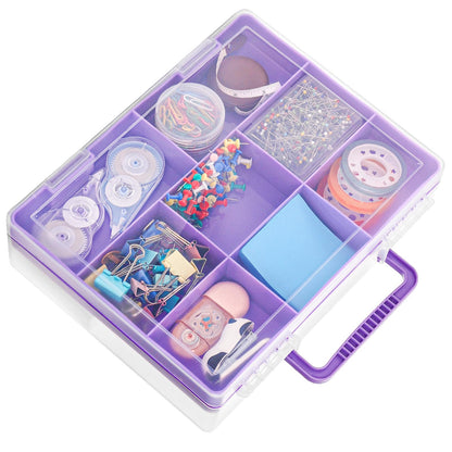 Okllen 2 Layers Plastic Organizer Container Box, 8 Compartments Bead Organizer Clear Craft Storage Box, for Art DIY Supplies, Sewing Tools, Jewelry, Fishing Tackle Box, 11.9x9.2x3.1inch