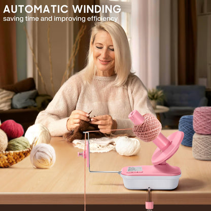 Electric Yarn Winder for Crocheting High Speed, Upgrade Three Gears Adjustable 4-10oz Large Capacity Automatic Yarn Ball Winder, Yarn Spinner, The Helper for Knitting Enthusiast, Pink