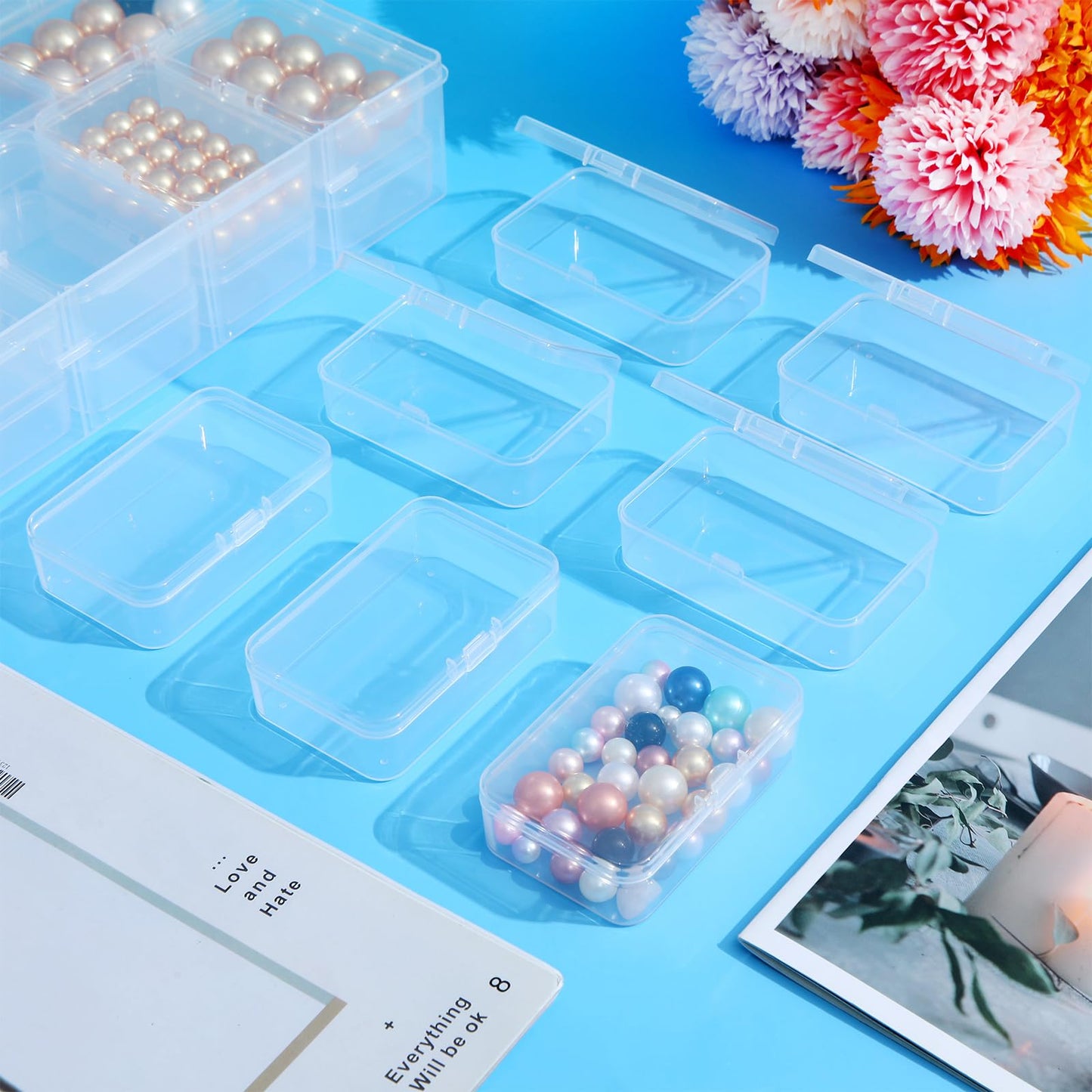Blulu 13 Pieces Small Bead Organizers Plastic Bead Storage Containers with Lids Mini Clear Storage Cases Transparent Craft Boxes for Jewelry Diamonds DIY Art Craft Accessory(3.3 x 2.2 x 1 Inch)