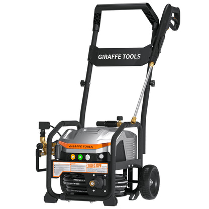 Giraffe Tools Crossfalls Retractable Pressure Washer Ultra, Max 2.6GPM 1650PSI with 1800W Brushless Motor, Wall Mount Electric Power Washer, 4-Nozzle, Automatic Rewind, 50ft Pressure Hoses with Cart