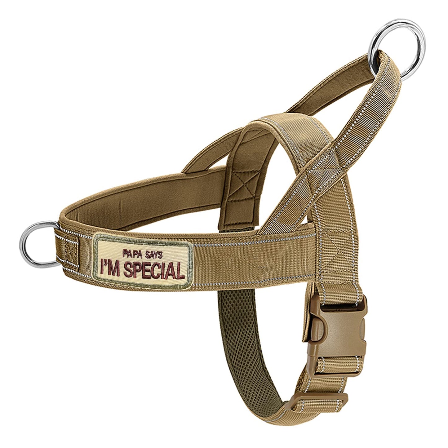 QIFBYFB No Pull Dog Harness for Medium Large Dogs, Reflective Escape Proof Adjustable No Pulling Harnesses Brown L