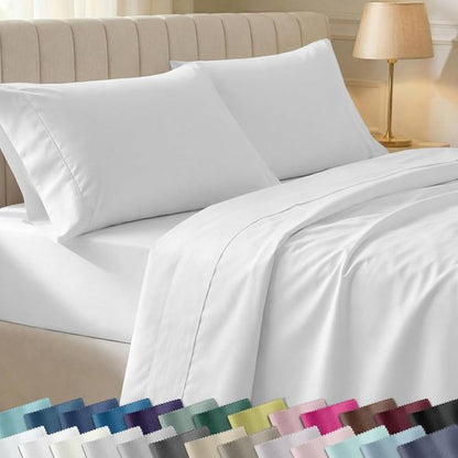 California Design Den King Size Bed Sheets Set - 100% Soft Cotton, 400 TC, Silky Sateen, Deep Pockets - Antique White