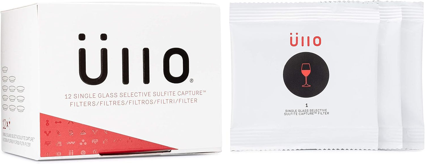 Ullo Selective Sulfite Replacement Filters, Single Glass, 12-Pack for Removing Histamines