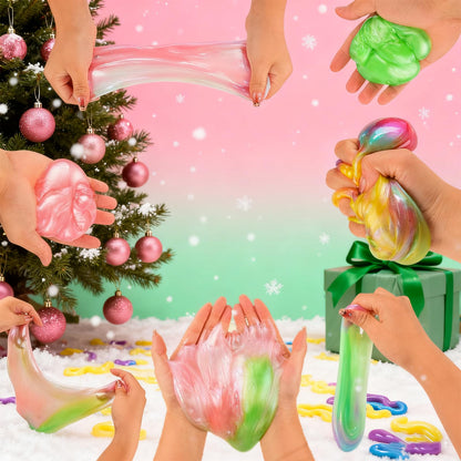 24 Pack Christmas Slime Party Favors Kit, Mini Galaxy Bulk Slime Stretchy Stress Relief for Kids, Soft Putty DIY Toy, Girls and Boys Classroom Supplies, Birthday, Goodie Bag Stuffers Advent Calendar