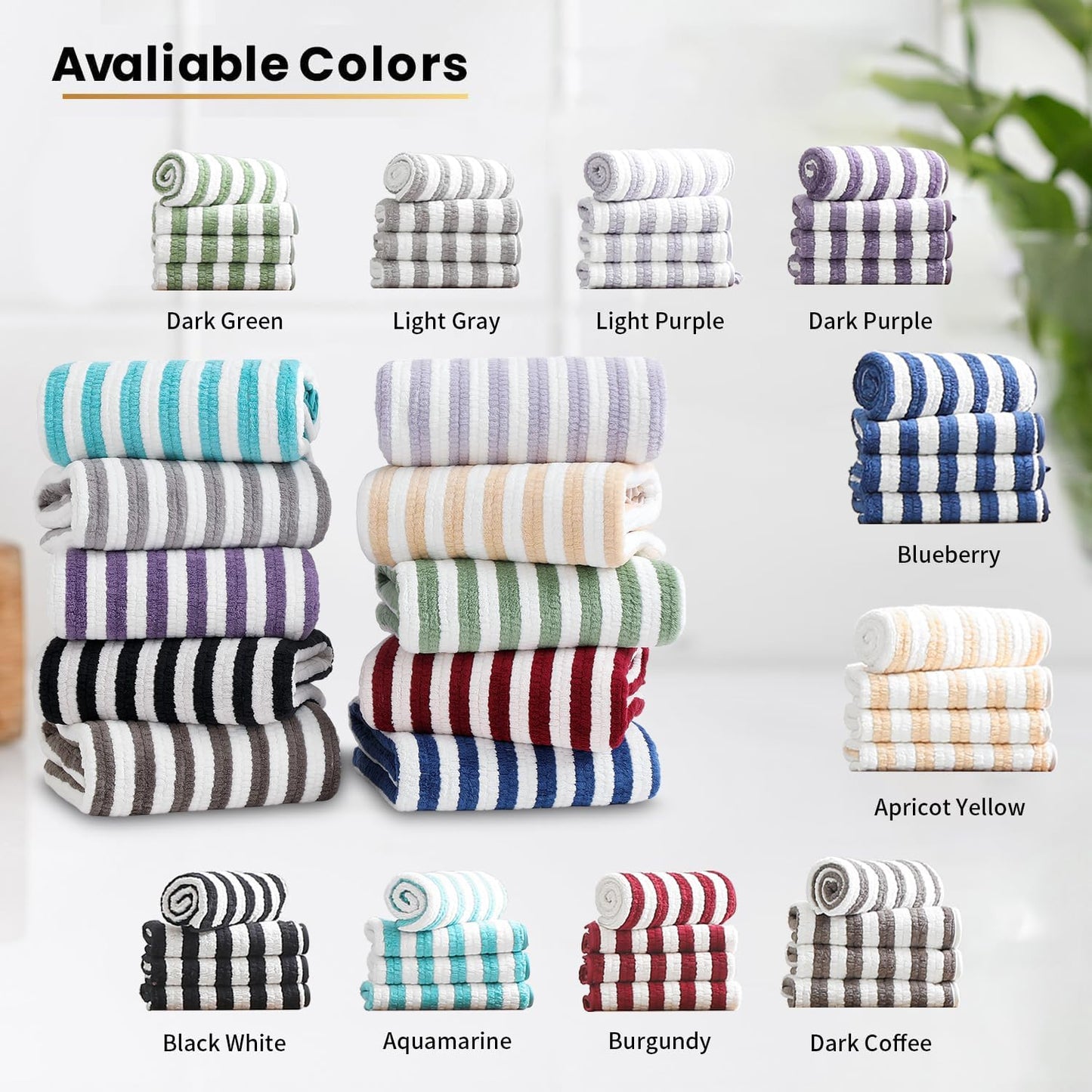18-Piece Set 6 6 6 Microfiber Bath Towels - Bath Sheet, Hand Towels, Washcloths, Soft, Highly Absorbent Bathroom Towel