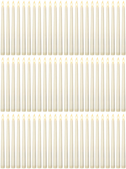 Retisee 100 Pcs 11 Inch Flameless Taper Candles LED Candles Bulk Battery Operated Taper Candle Flickering LED Candlesticks for Valentines Birthday Wedding Party Decor (Classic Style,Ivory)