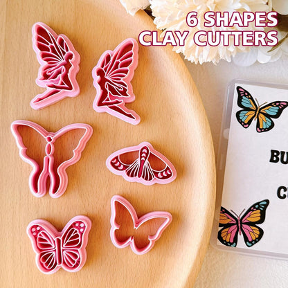 KEOKER Polymer Clay Cutters - 6 Shapes Embossed Butterfly Cutters for Jewelry Making