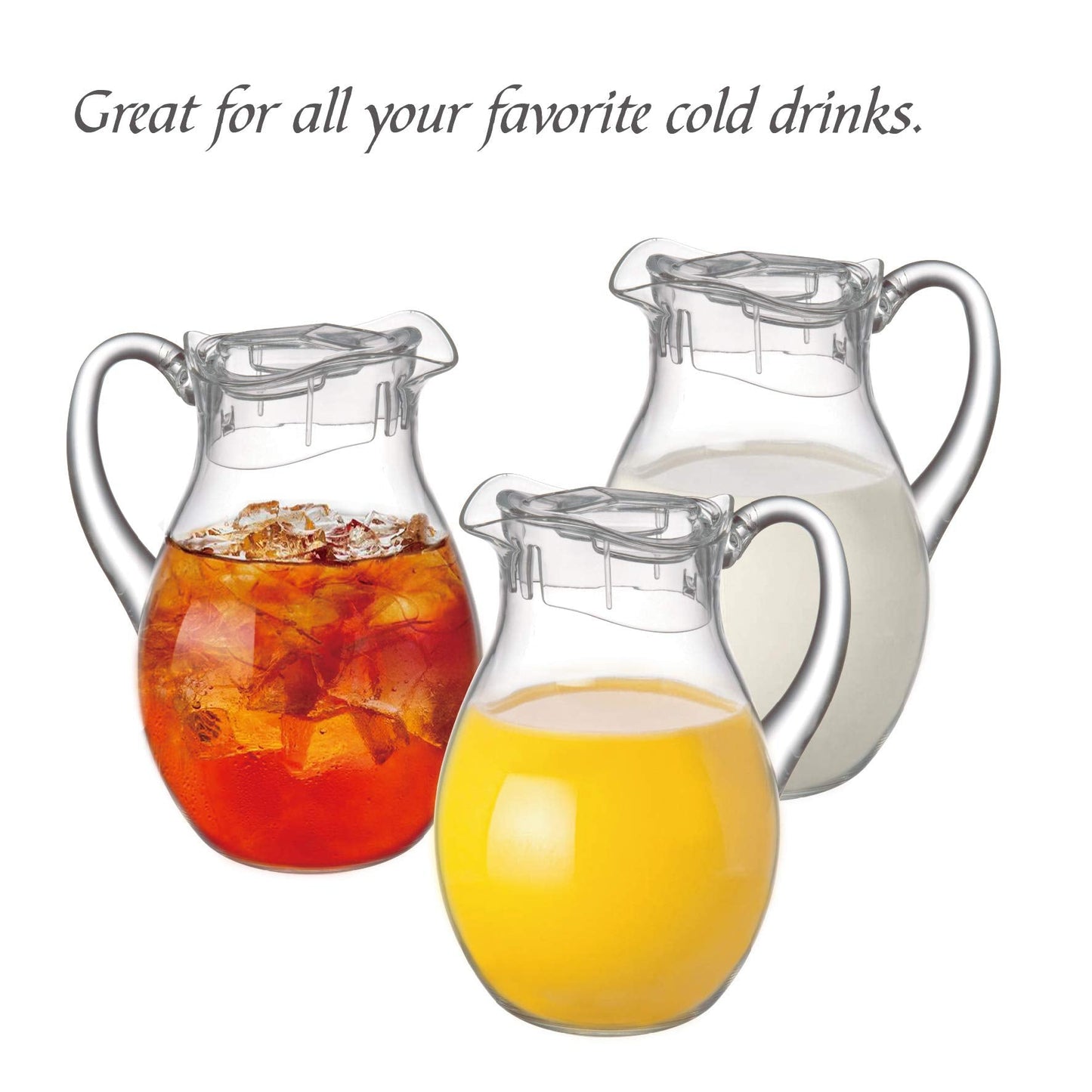 Amazing Abby - Bubbly - Plastic Pitcher (64 oz, 2 Quart), Clear Water Pitcher with Lid, Fridge Jug, BPA-Free, Shatter-Proof, Great for Iced Tea, Sangria, Lemonade, Juice, Milk, and More