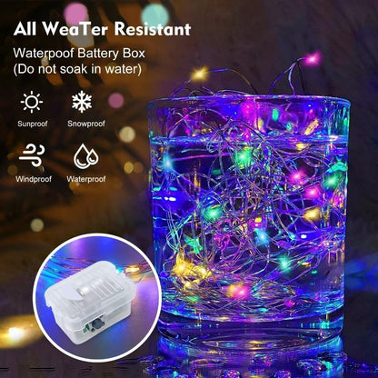 Pozzolanas 24 Pack Multi-Colored Fairy Lights - Battery Operated 7FT Waterproof String Lights for Weddings & Parties