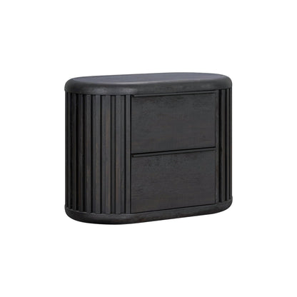 Furniture of America Elizea Modern Contemporary Solid Wood 31-inch 2 Drawers Nightstand with USB Ports, Ball-Bearing Glides, No Assembly Required for Bedroom, Guest Room, Black