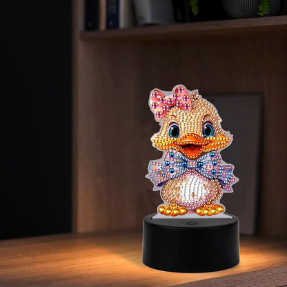 JZHYOAN Diamond Painting Night Light for Adults, Diamond Art Table Lamp Birthday Gift, Duck Art Accessories LED Light, DIY Mosaic Set for Adult, Woman, Gem Painting Table Lamp for Bed Room