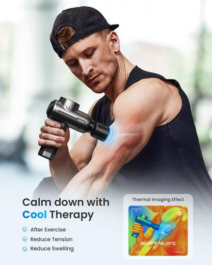 RENPHO Massage Gun Deep Tissue, Portable Percussion Massager for Back and Neck, Gifts for Men and Women, Handheld Device with Carry Case, Active Green