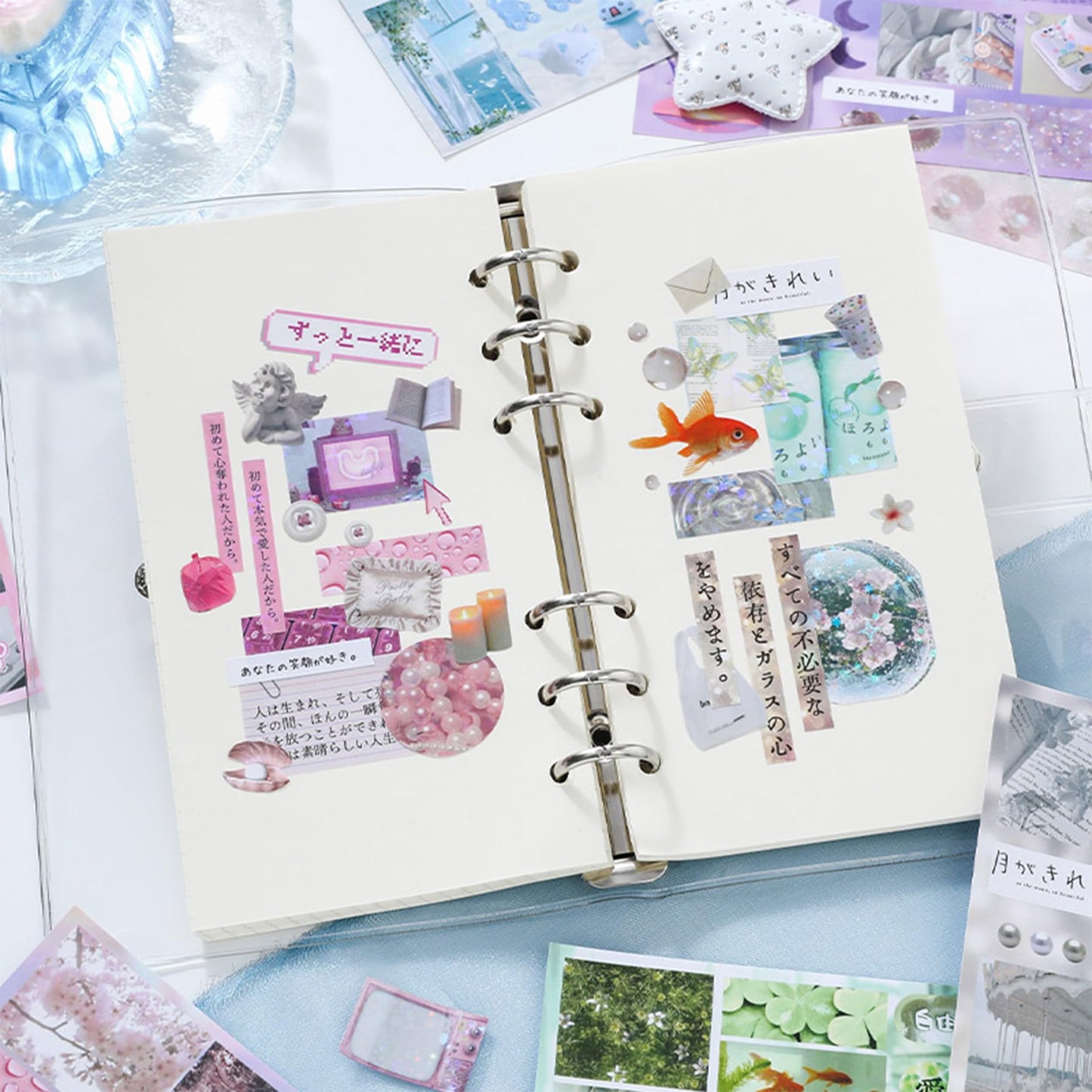 Dreamcore Japanese Aesthetic Sticker Book, 700+ Die-Cut Glossy and Matte Stickers, 30 Sheets, 2 Styles for Journaling, Scrapbooking, Planners-Prayer Board Supplies-Vision Board Supplies