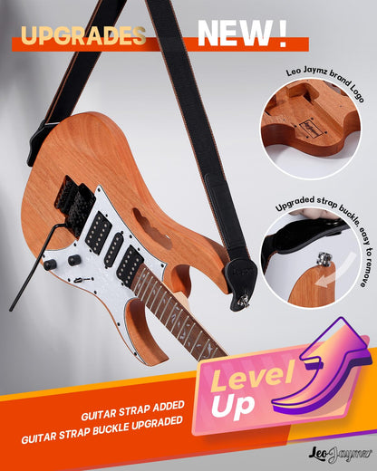Leo Jaymz DIY Electric Guitar Kits in IBZ Style - Mahogany Body and Maple Neck - All Components Included (7V)