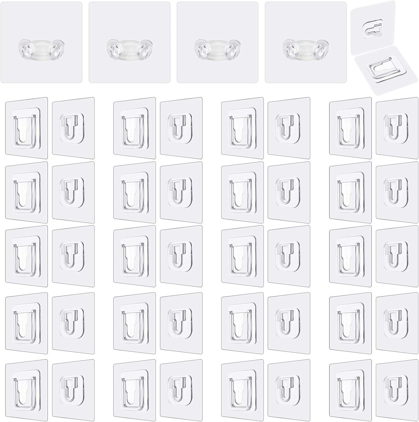 Double Sided Adhesive Hooks - 20 Pack + 4 Pack Wall Hanger Holder, 13.2lb Max for Bathroom, Kitchen, Office