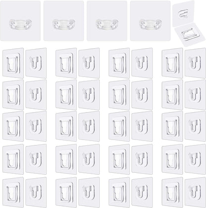 Double Sided Adhesive Hooks - 20 Pack + 4 Pack Wall Hanger Holder, 13.2lb Max for Bathroom, Kitchen, Office