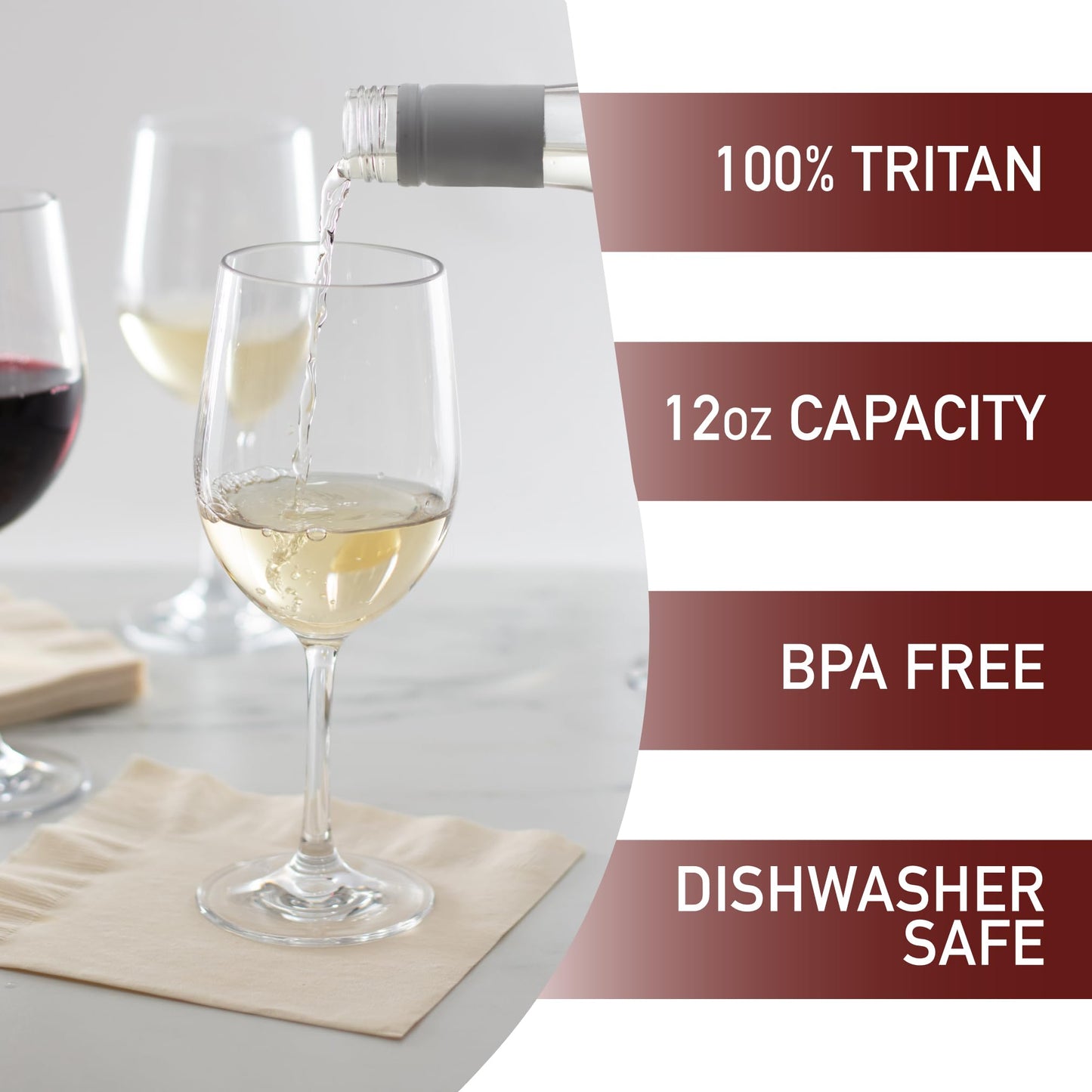 D'Eco Unbreakable Tritan Stemmed Wine Glasses, 12 oz (Set of 16) - Shatterproof, Crystal-Clear, BPA-Free Tumblers – Indoor & Outdoor Cups Great for Parties & Entertaining - Mothers Day Gift for Mom