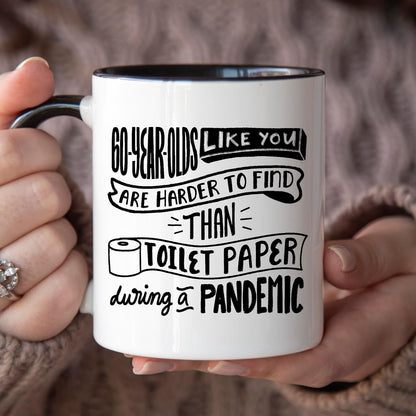 YouNique 60th Birthday Mug, 11 Ounces, Funny Coffee Cup Ideas for Men and Women, 60 Birthday Gift (Black Handle)