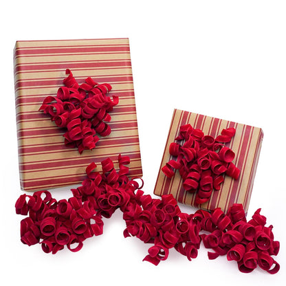 LaRibbons Velvet Red Bows - Curly Ribbon Gift Bows, Self Adhesive for Holiday Gifts, Birthday Party, Wedding Gifts, Gift Wrapping - 6 Counts