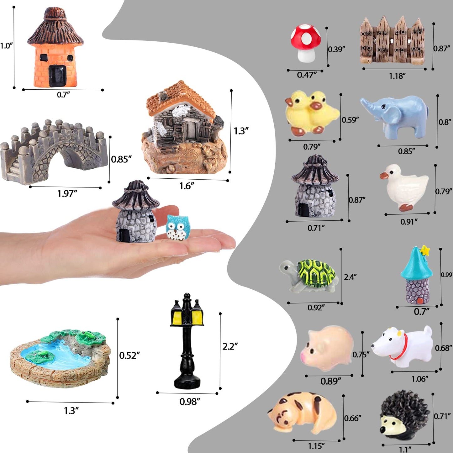 162 Pcs Miniature Fairy Garden Accessories, Fairy Garden Kit, Including Animals, Mini Houses, Miniature Figurines, Micro Landscape Ornaments for Dollhouse Bonsai Terrarium Decor, Garden DIY Kit
