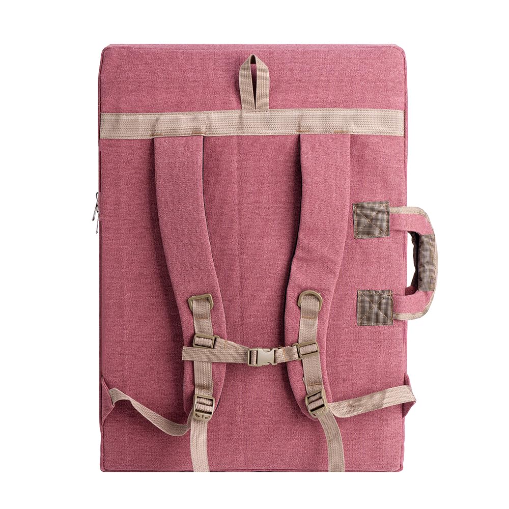 TRANSON Art Portfolio Case Artist Backpack Canvas Bag Large 26” x 19.5” Brownish Red