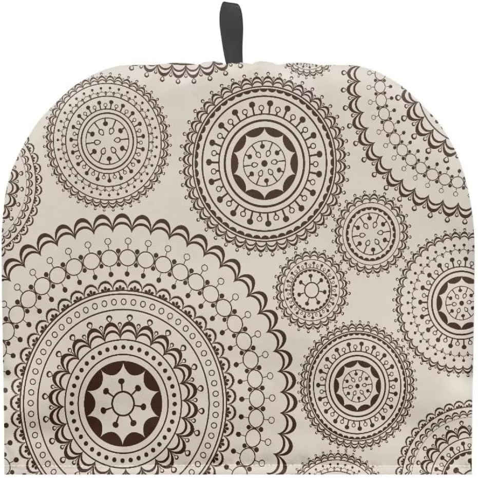 Brown Mandala Teapot Cozy, Insulated Kettle Cover for Keeping Warm, Ethnic Style Decorative Tea Pots Cozy