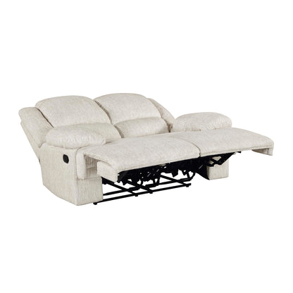 Lexicon Manual Double Reclining Loveseat, Textured Microfiber Wall Hugger Recliner Loveseat, Pillow Top Arms, 2 Seater Couch for Living Room/Theater Seating/Apartment, Easy Assembly, Vanilla Beige