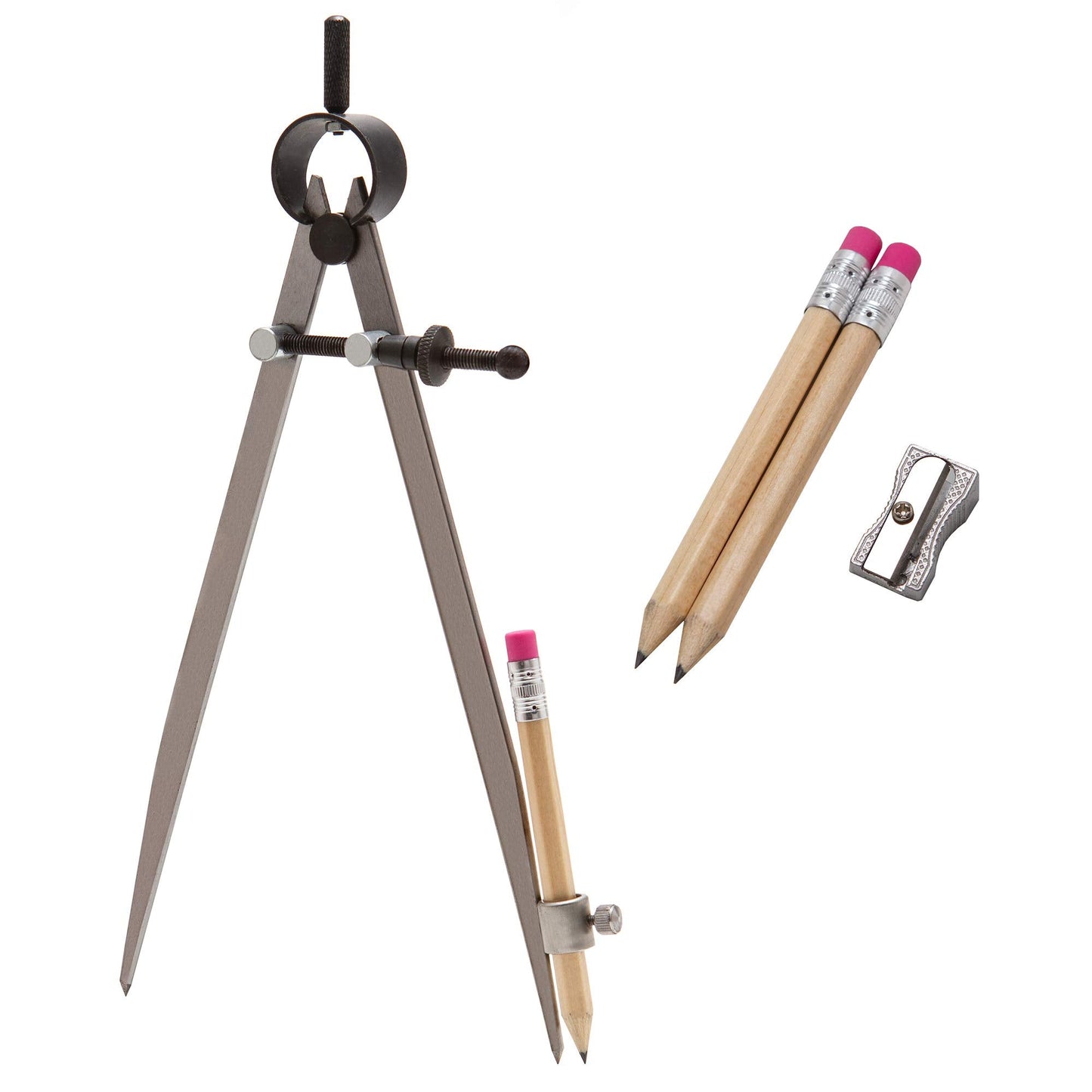 ALLY Tools 8 Inch Precision Locking Spring Divider/Woodworking Compass with Pencil Holder INCLUDES Two Pencils and Pencil Sharpener Ideal for Drawing, Drafting, Carpentry