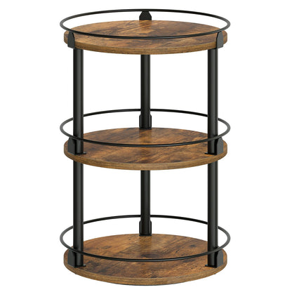 3-Tier Lazy Susan Organizer, Rotating Spice Rack, Spinning Organizer, Industrial Turntable Spice Rack Organizer for Cabinet, Kitchen Countertop, Pantry, Rustic Brown and Black SR23BR