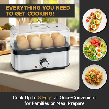 Electric Egg Cooker Rapid – 8 Egg Capacity for Hard Boiled Eggs, Soft boiled egg, Poached Eggs, Scrambled Eggs, or Omelets Maker with Auto Shut Off