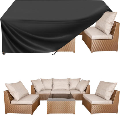 BALEINE Outdoor Furniture Covers - Heavy Duty Waterproof Oxford Table & Chair Cover | Black, 108"L x 82"W x 28"H