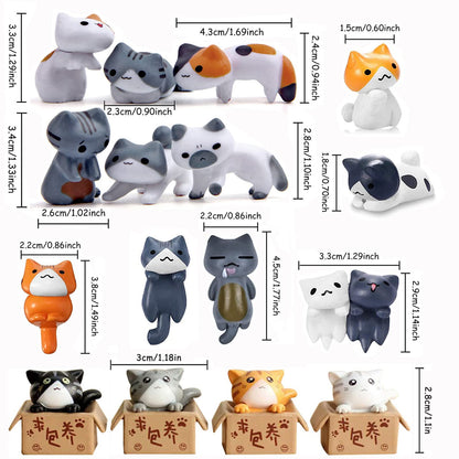 ZHOUQZSF 16 Pcs Cute Cat Figurines Cake Decorating Lovely Kitten Fairy Garden Micro Landscape Adorable Animal Statue Terrarium Crafts Home Bookshelf Mini Ornaments DIY Miniature Supplies(16PCS)