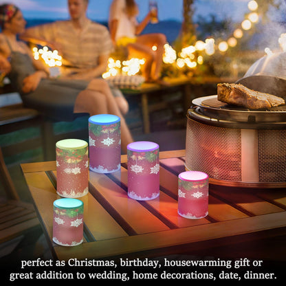 Flickering Flameless Candles, Christmas Snowflake Bell LED Candles with Remote Timer, Set of 2 Battery Operated Candle for Valentine Wedding Birthday