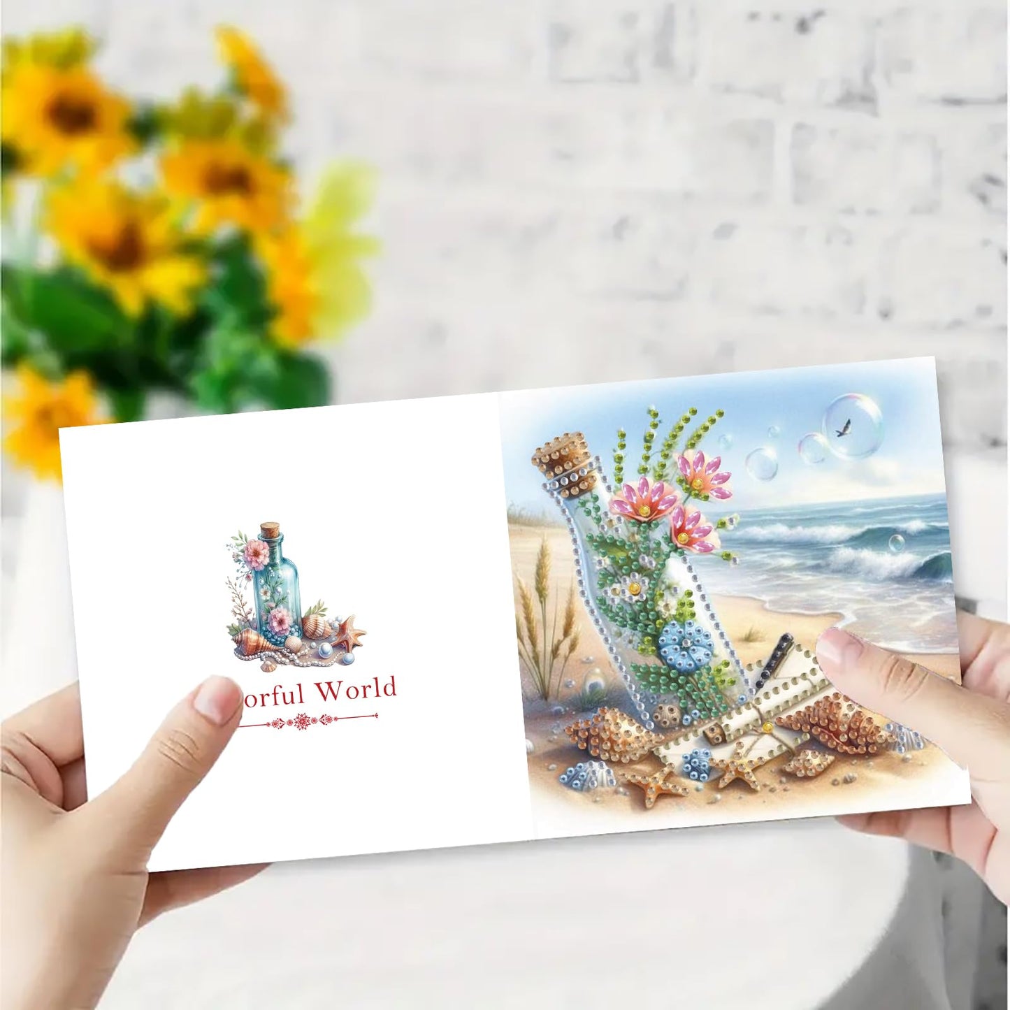 DDGYP 6 PCS Diamond Art Greeting Cards, 5.9x11.81 Inch DIY Diamond Painting Greeting Cards Kits with Envelopes, Diamond Art Cards for Birthday, Wedding, Christmas, Graduation, Celebration Gifts