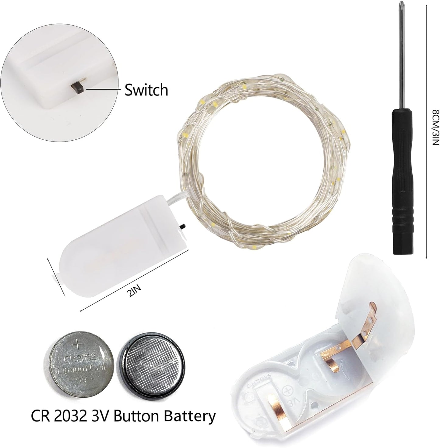 12 Pack 7 20 WATERGLIDE Valentine's Fairy Lights Battery Operated (Included), ft LED Mini String Lights, Waterproof