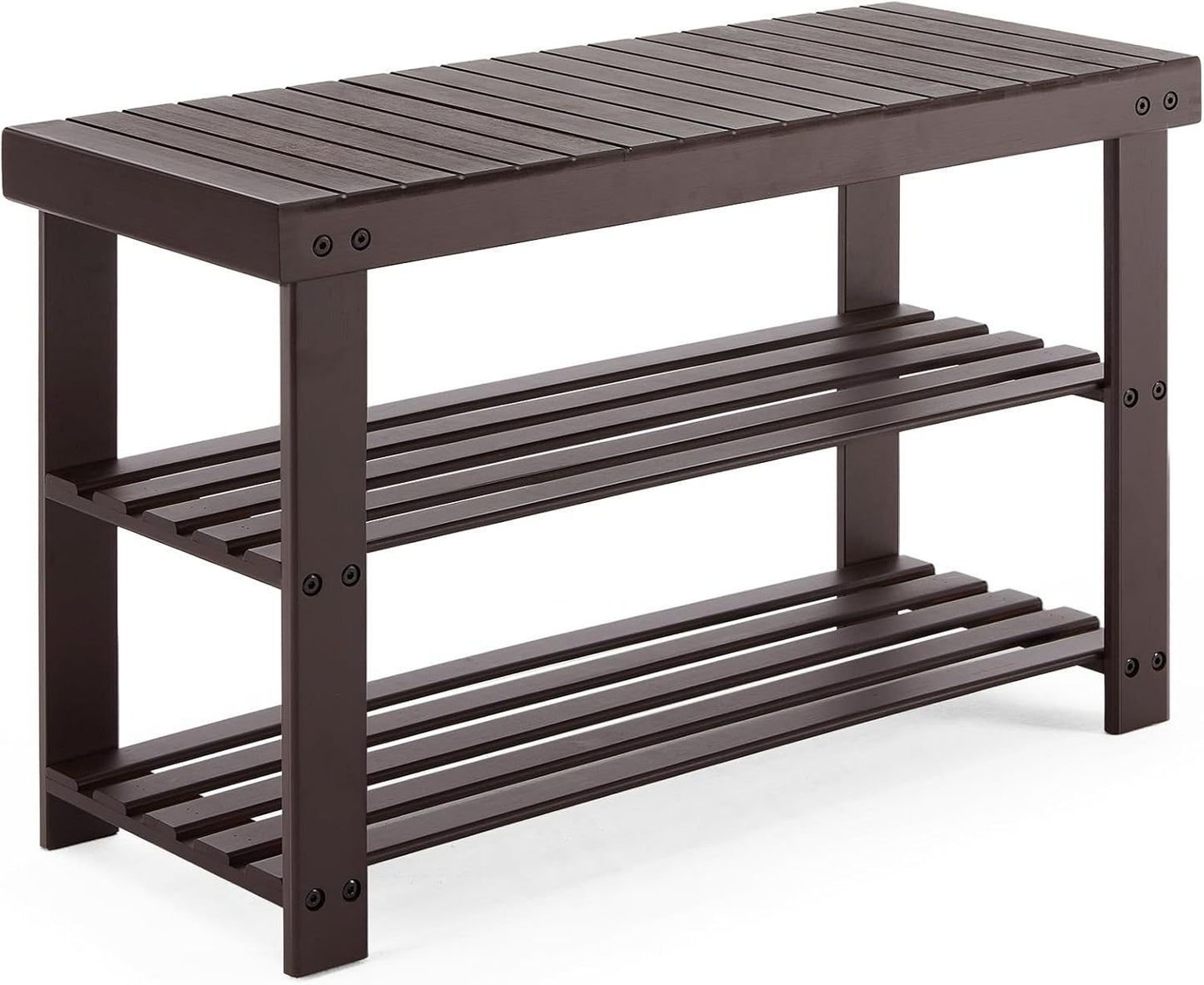 3-Tier 286lb 11.3 27.6 17.8 Inches, Sweetcrispy Shoe Rack Bench, Bamboo Entryway Storage Organizer, Shoes Stand