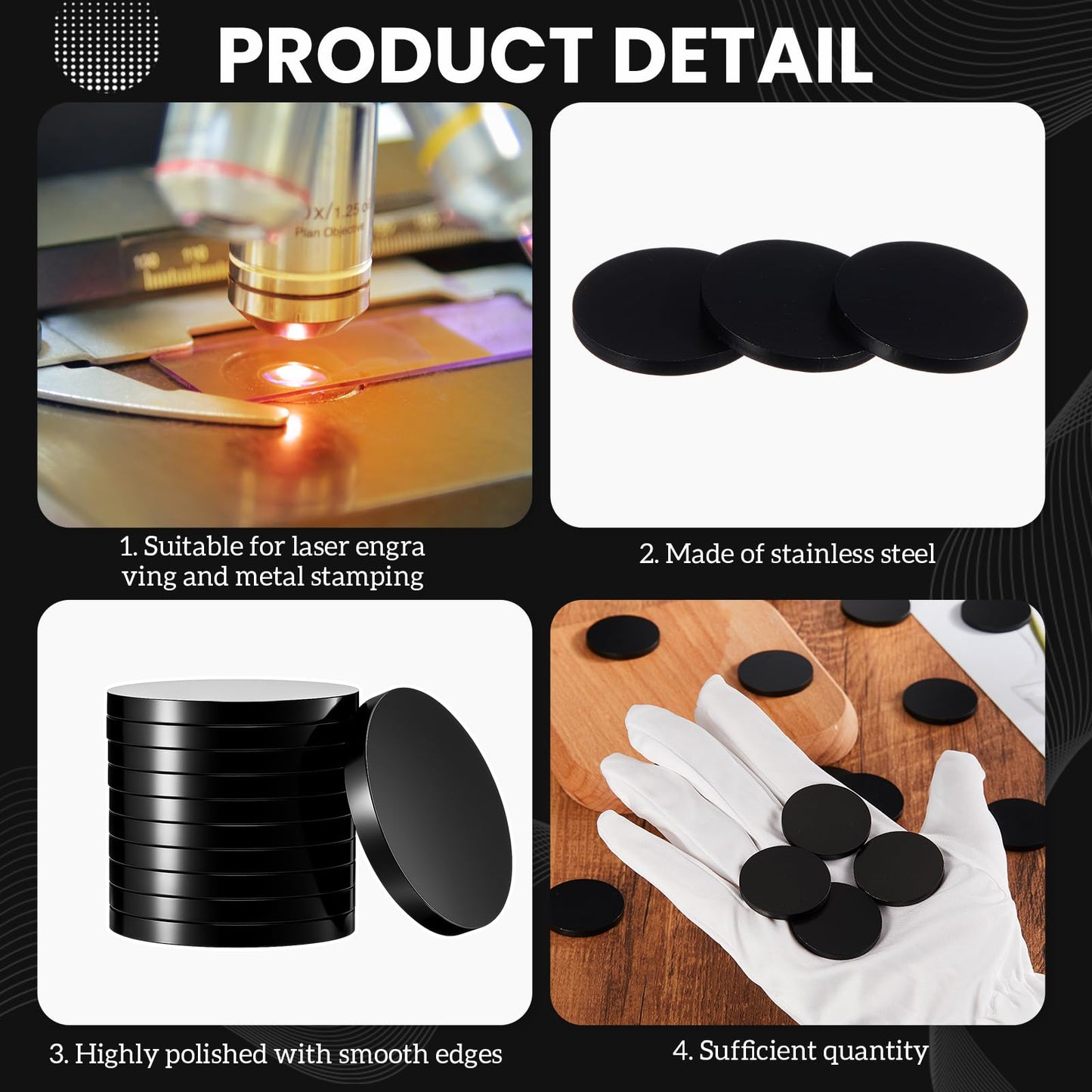 Otoolling 20 Pack 1 1/4" Black 304 Stainless Steel Coin Blanks Heavy Duty 1/8" Thick Blank Challenge Coins for Laser Engraving Hand Stamping DIY Crafts Birthday Commemorative Collection